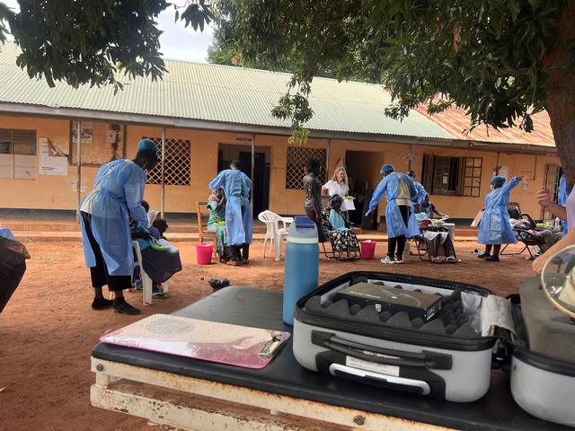A dental clinic set up in a school compound