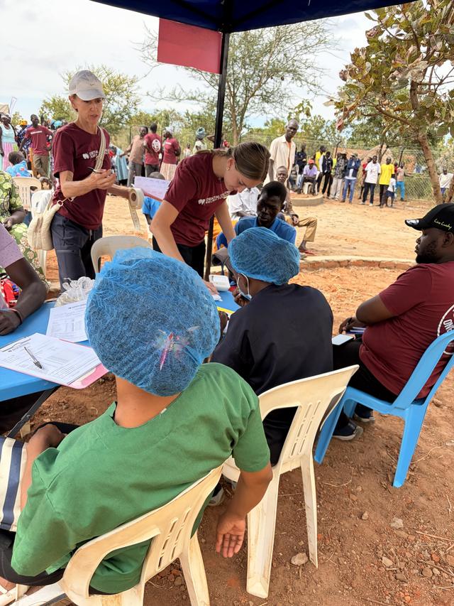 Registering patients at the outreach desk